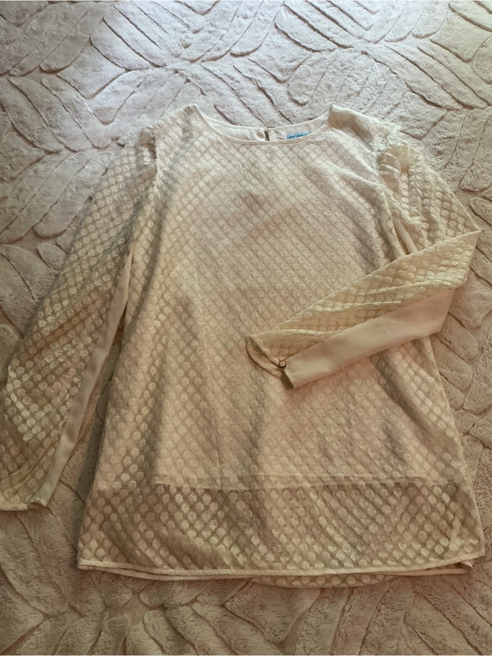 Textured Ivory Sheer Long Sleeve Top